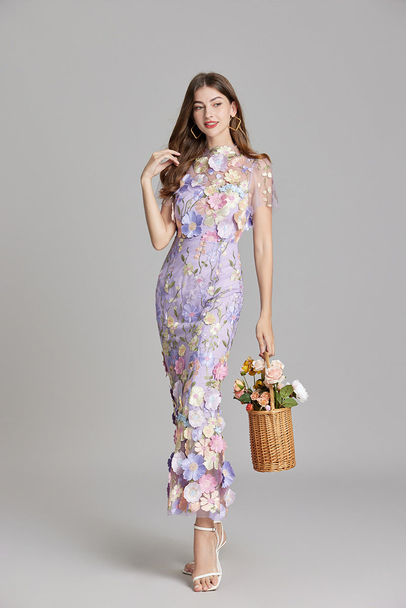 Stylish Sleeveless Maxi Dress with Embroideries for Women