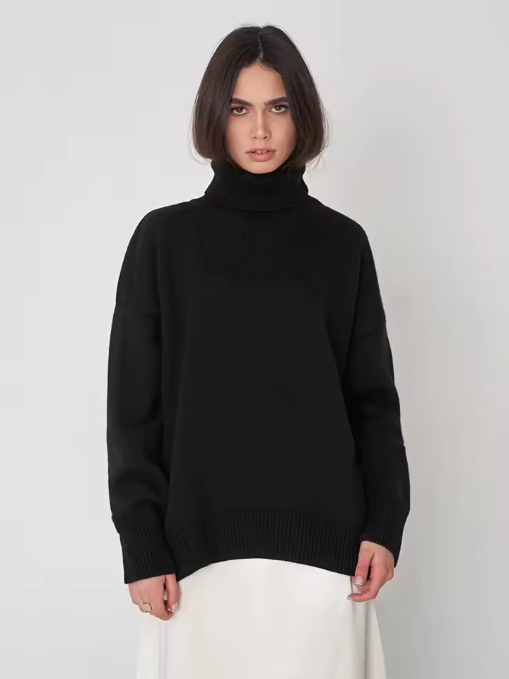 Women's Turtleneck Sweater – Oversized Fit – Ribbed – Long Sleeves Comfortable