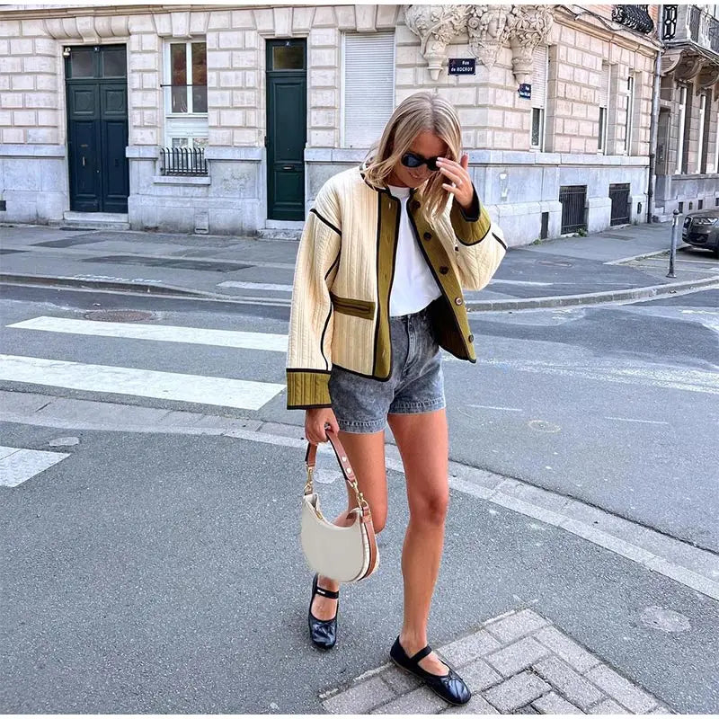 Noor Oversized Quilted Jacket | Patchwork Casual Jacket