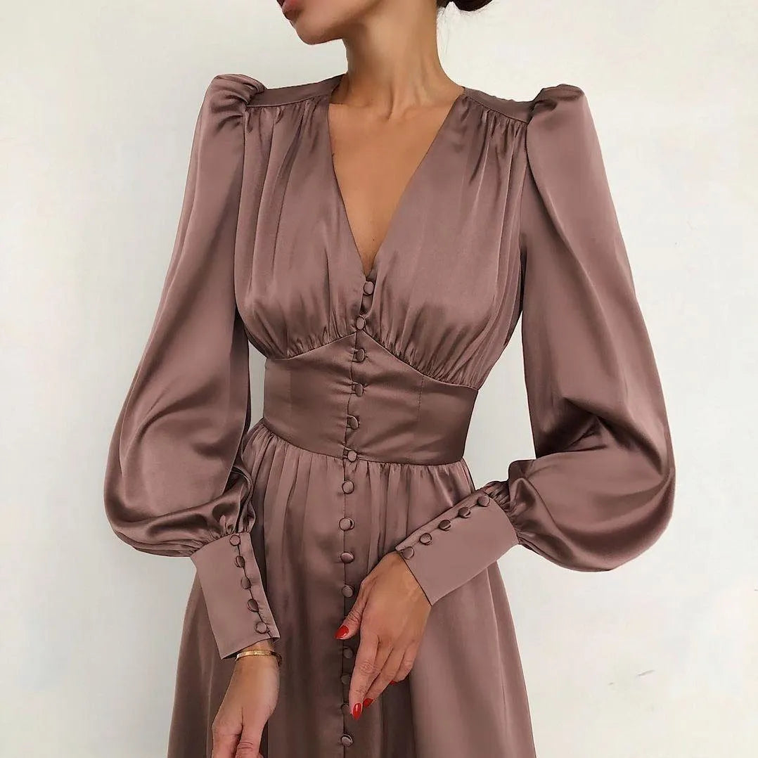 Vienna Whispers satin midi-dress for women