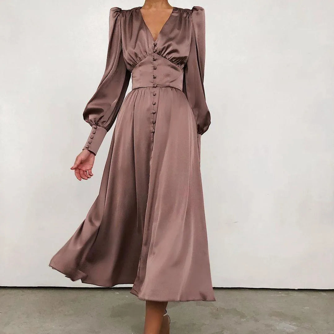 Vienna Whispers satin midi-dress for women