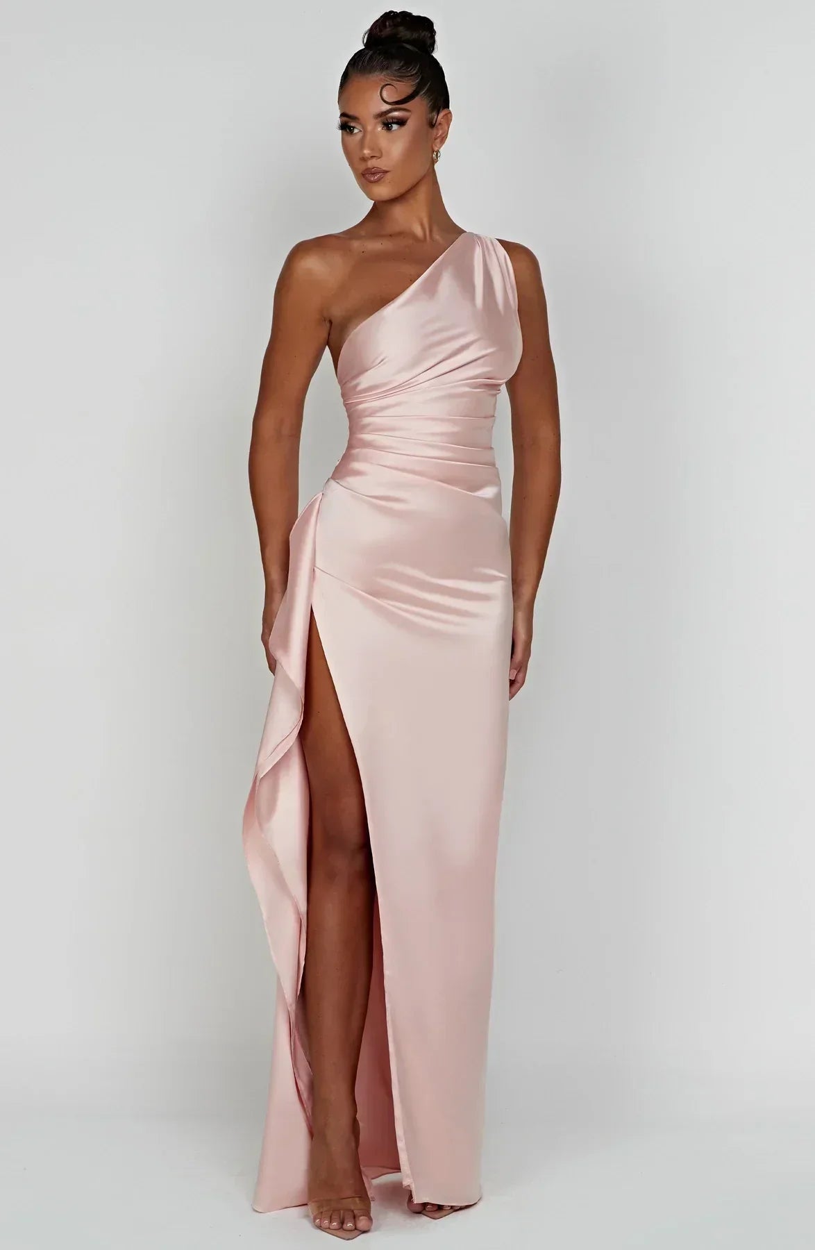 Elegant Satin Evening Dress in Maxi Length Ladies