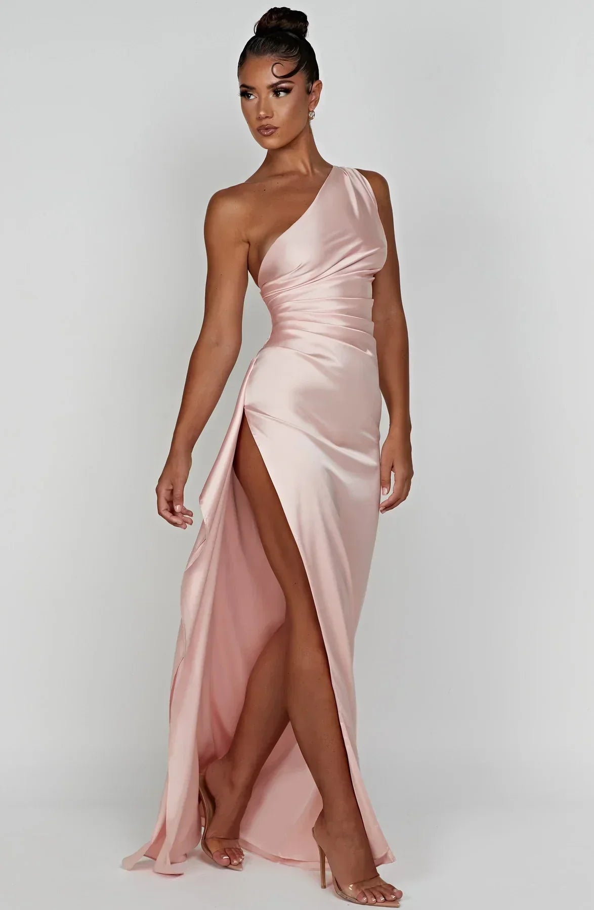 Elegant Satin Evening Dress in Maxi Length Ladies