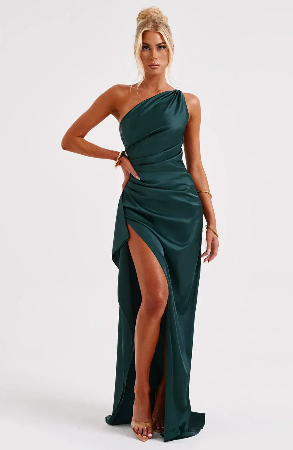 Elegant Satin Evening Dress in Maxi Length Ladies