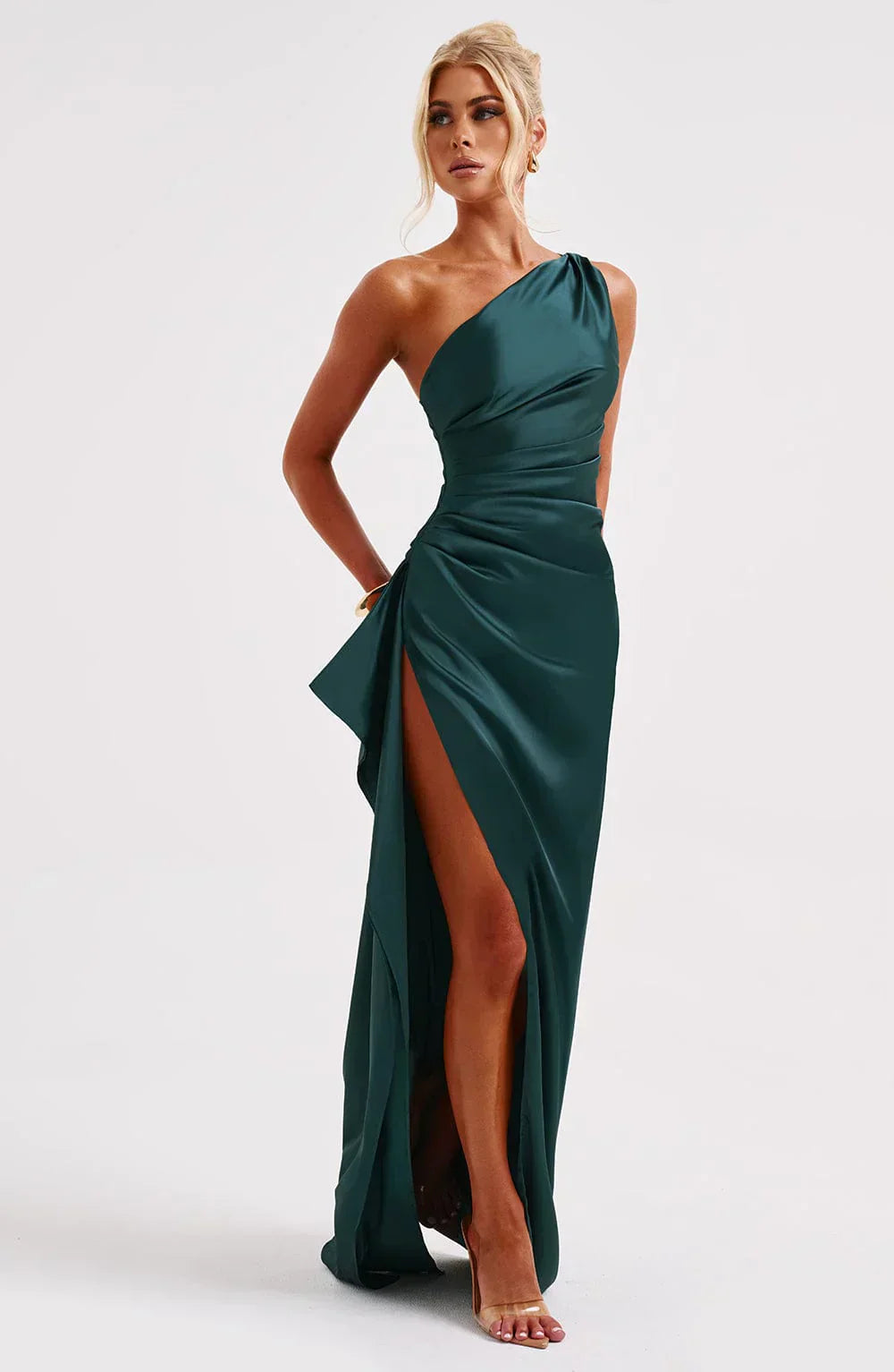 Elegant Satin Evening Dress in Maxi Length Ladies
