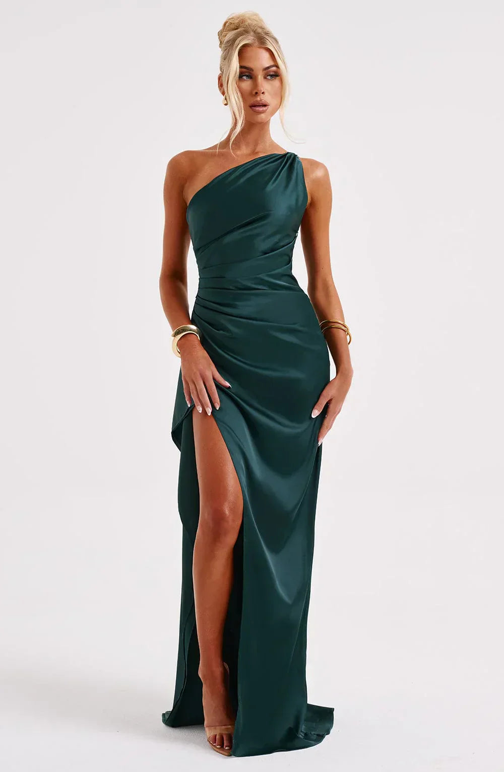Elegant Satin Evening Dress in Maxi Length Ladies