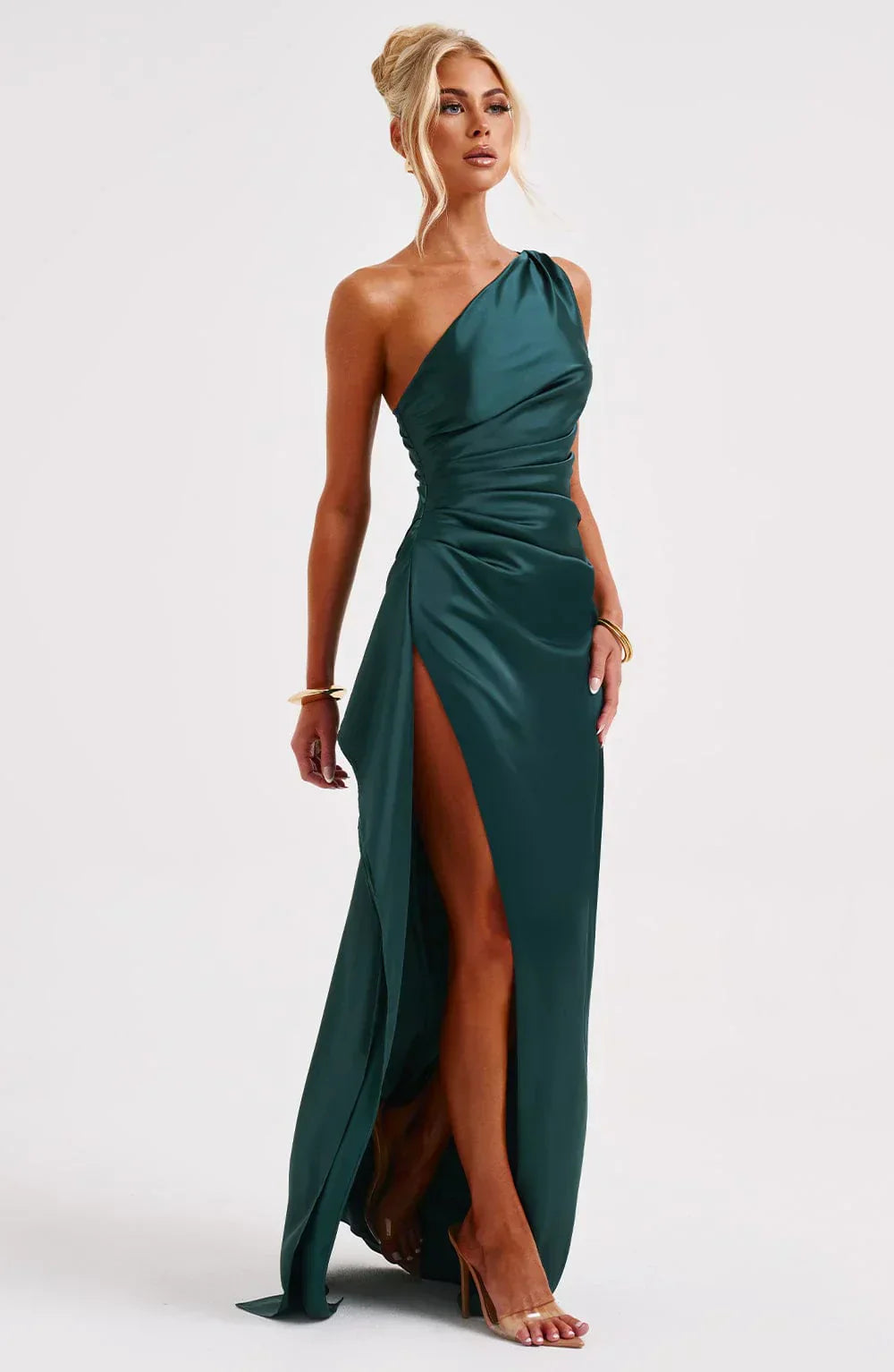 Elegant Satin Evening Dress in Maxi Length Ladies