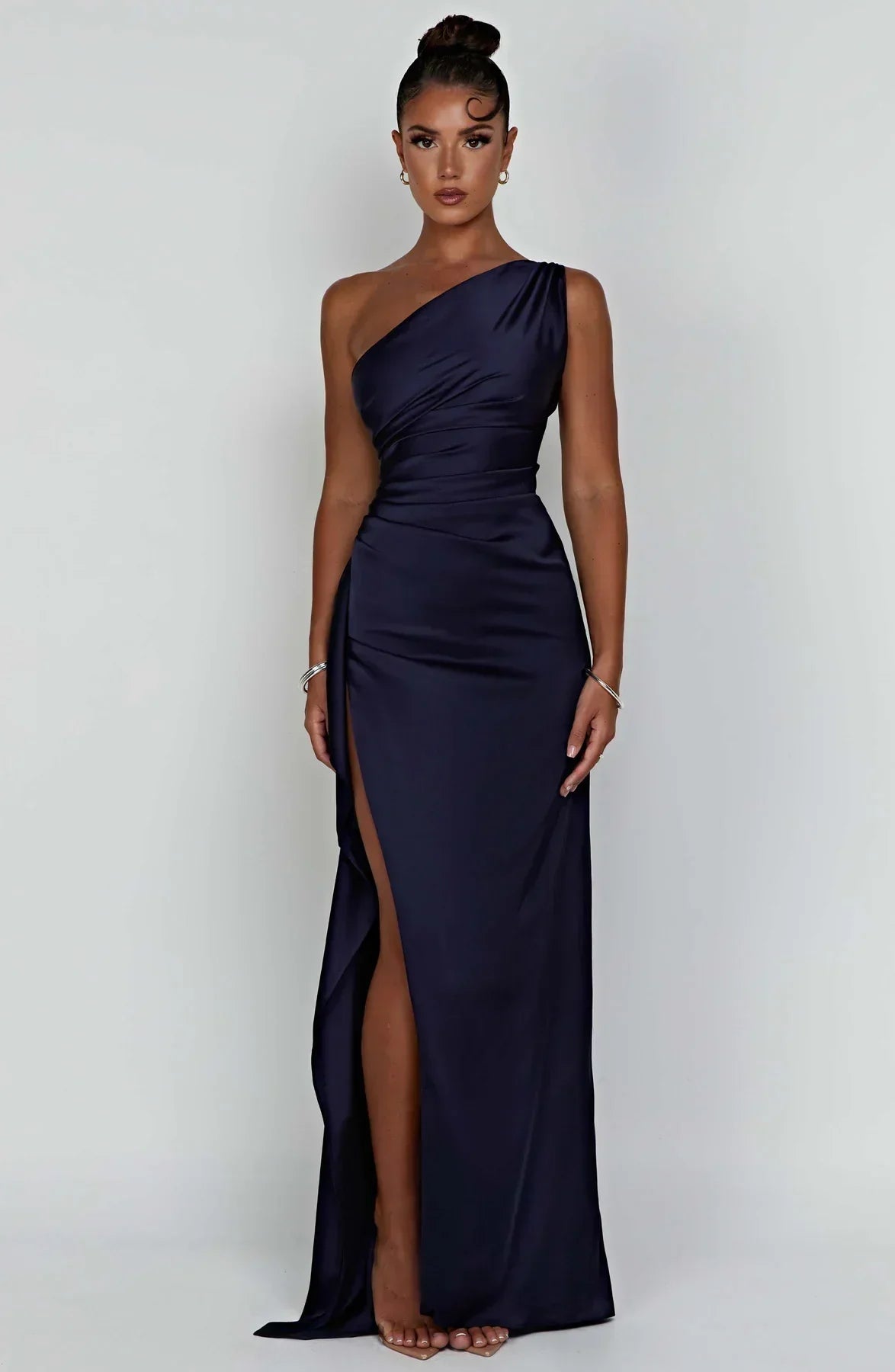 Elegant Satin Evening Dress in Maxi Length Ladies