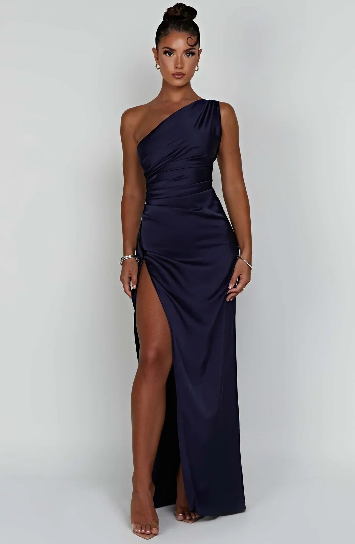 Elegant Satin Evening Dress in Maxi Length Ladies
