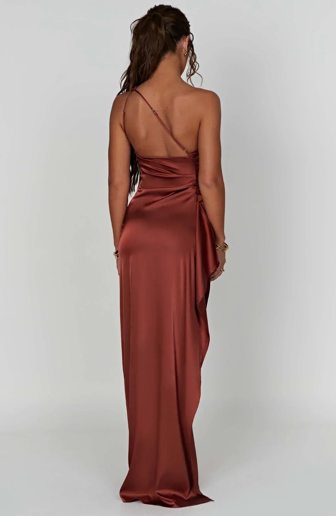 Elegant Satin Evening Dress in Maxi Length Ladies