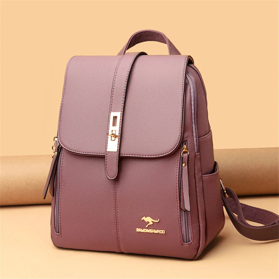 Elegant leather backpack for women