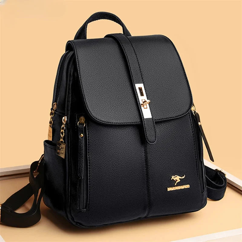 Elegant leather backpack for women