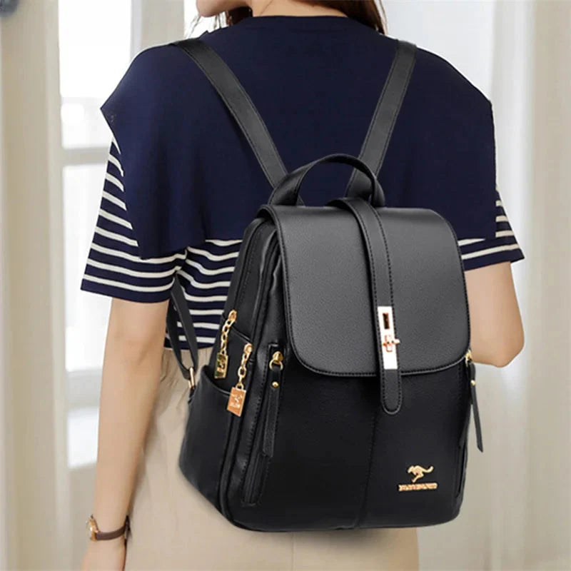 Elegant leather backpack for women