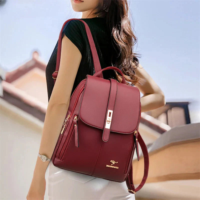 Elegant leather backpack for women