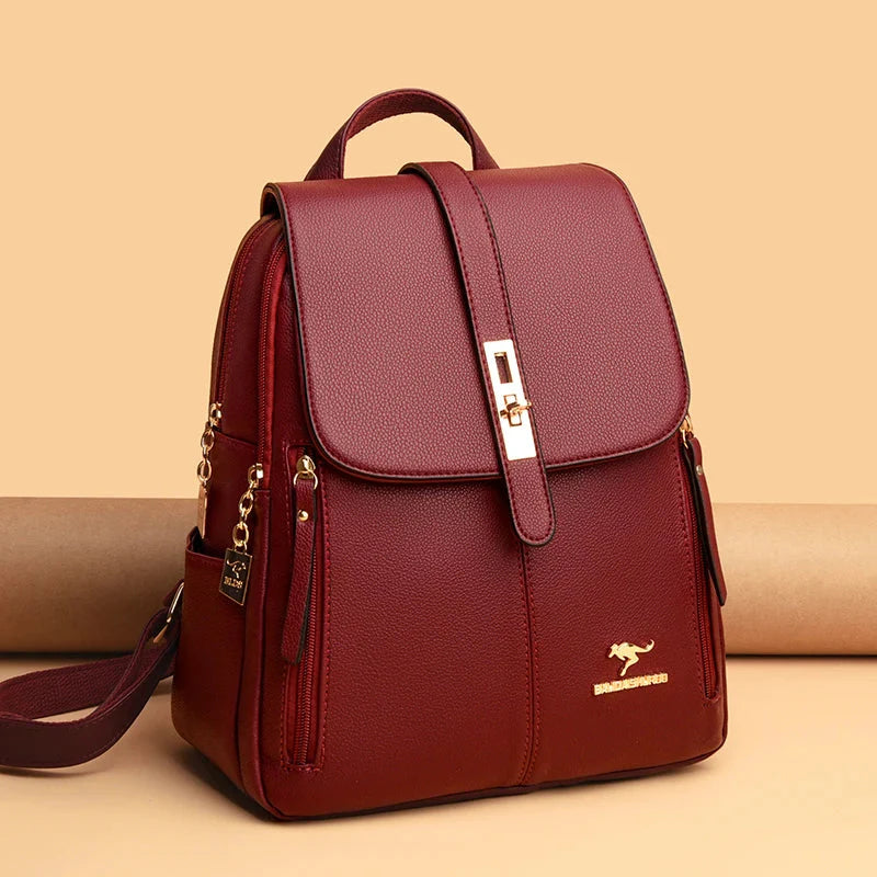 Elegant leather backpack for women