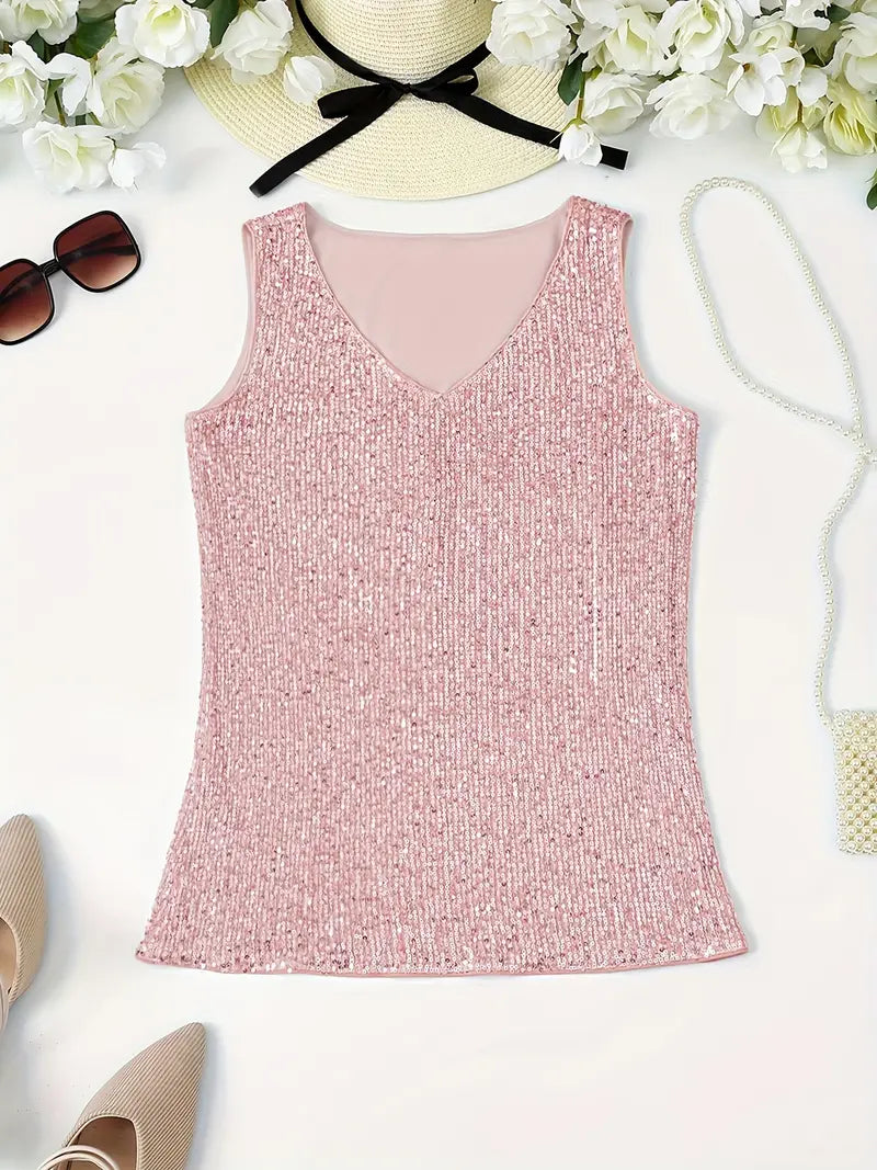 Sleeveless Top with Sequins for Women