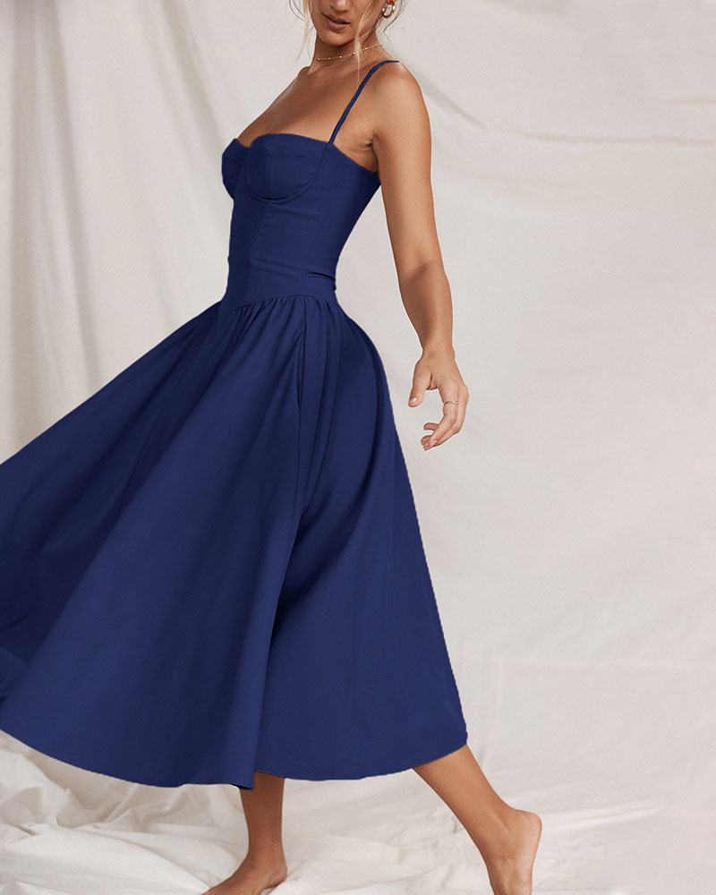 Stylish Midi Dress with Tubecolor and Straps