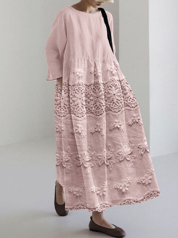 Midi Dress with Lace Print for Women
