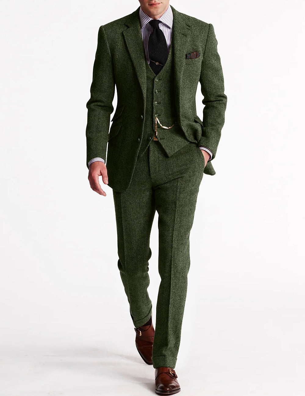 Elegante Drie-Delige Tweed Tuxedo voor Heren