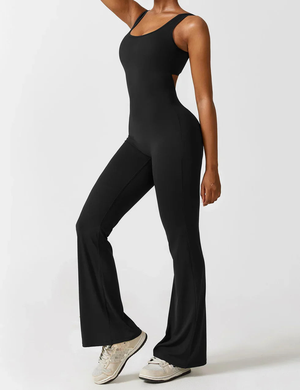 Jumpsuit with Flared Legs and Open Back for Women