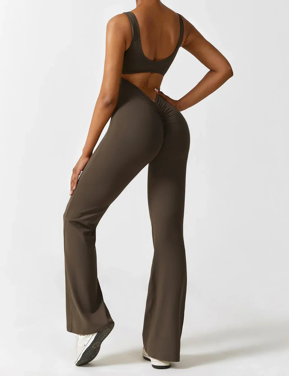 Jumpsuit with Flared Legs and Open Back for Women