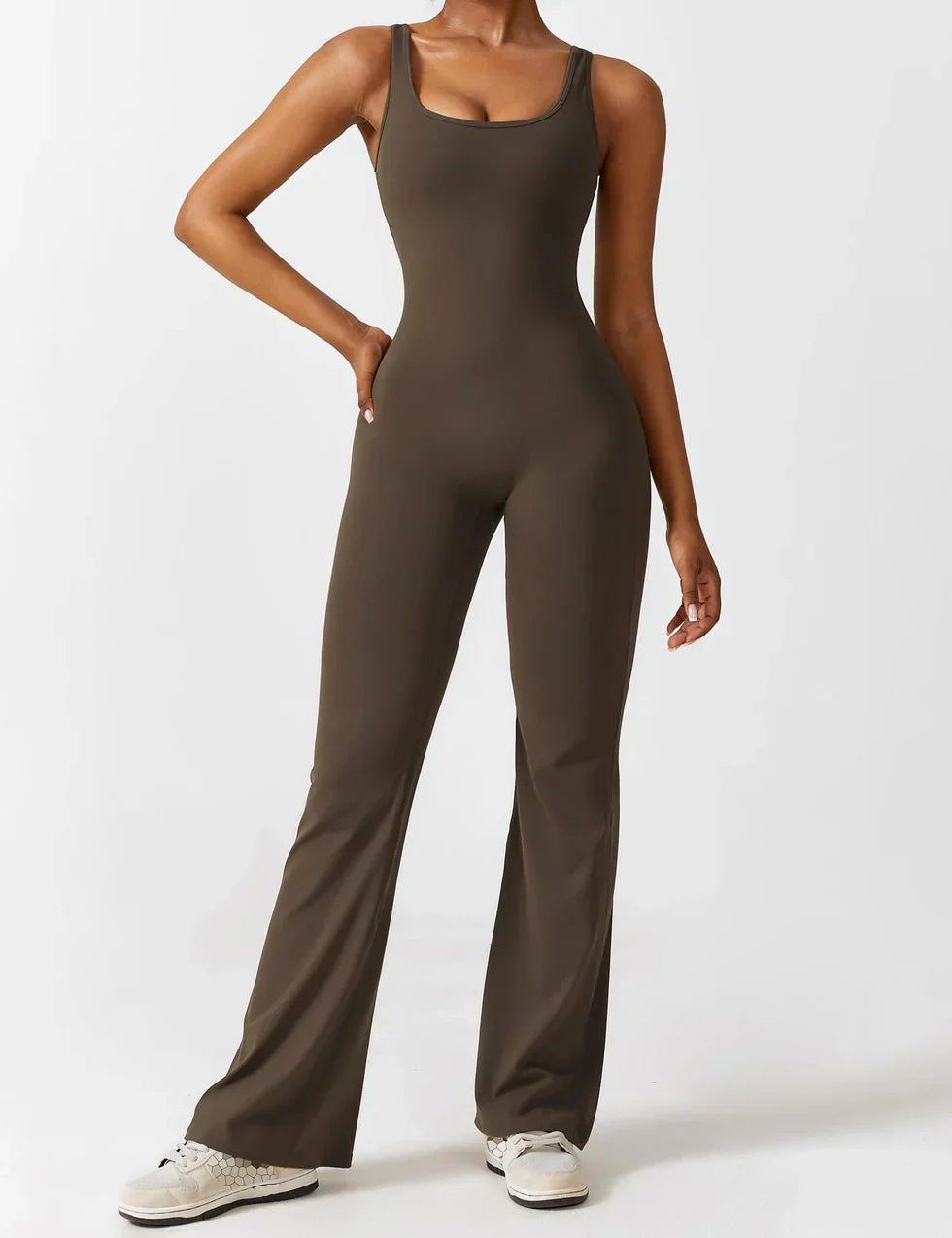 Jumpsuit with Flared Legs and Open Back for Women