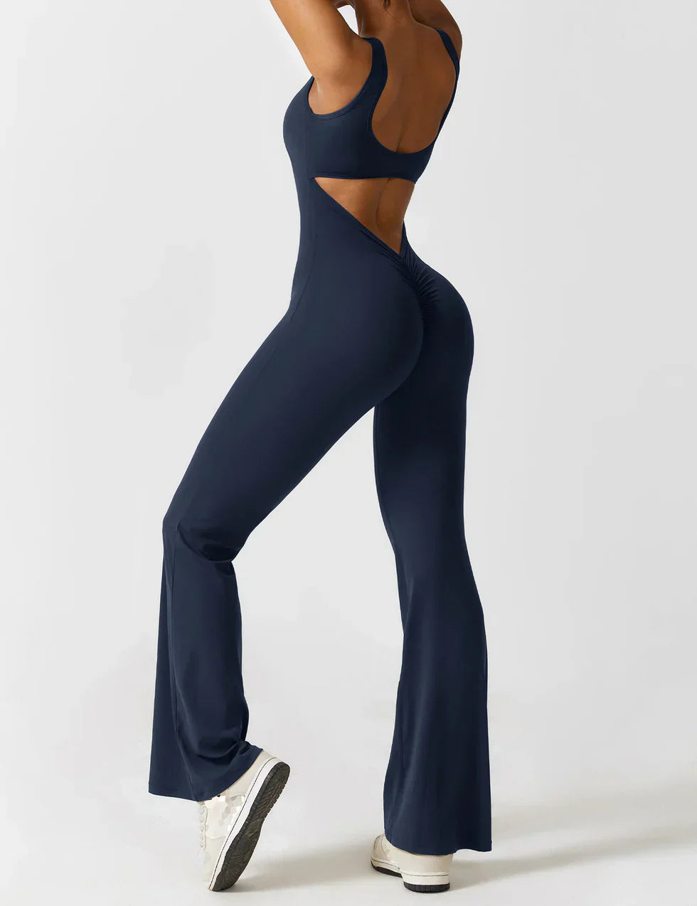 Jumpsuit with Flared Legs and Open Back for Women