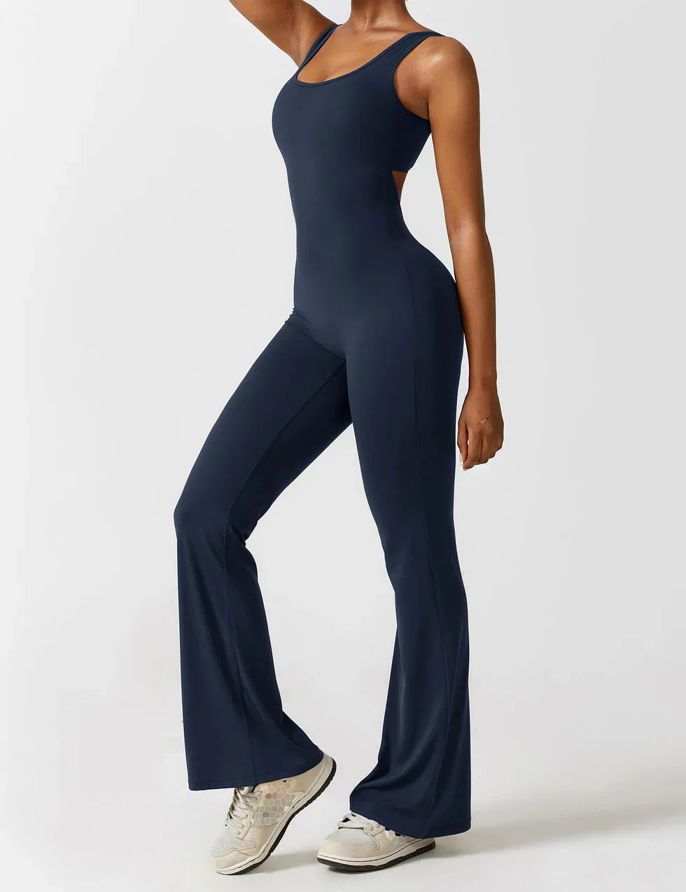 Jumpsuit with Flared Legs and Open Back for Women