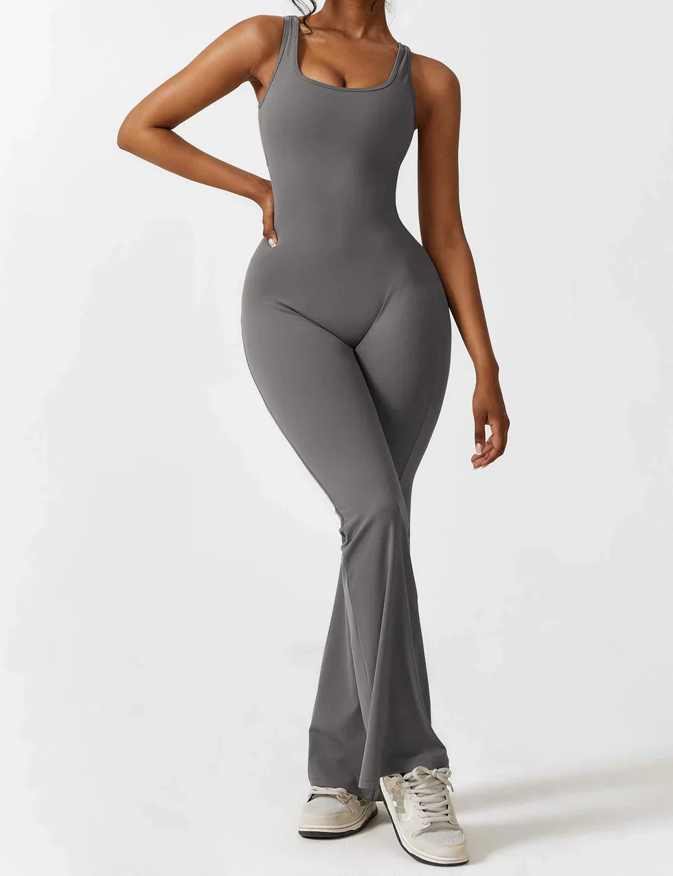 Jumpsuit with Flared Legs and Open Back for Women