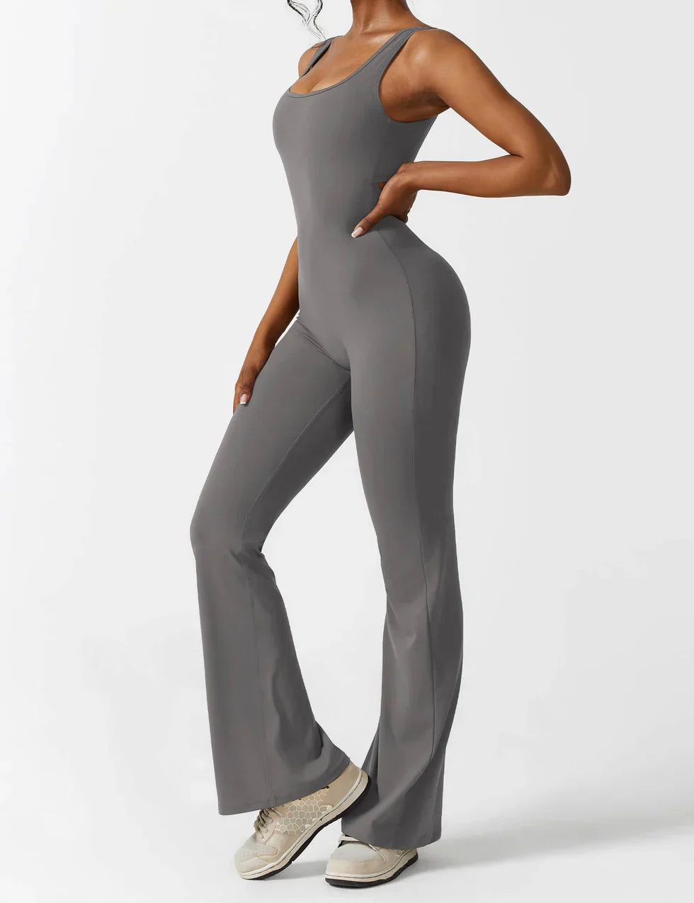 Jumpsuit with Flared Legs and Open Back for Women