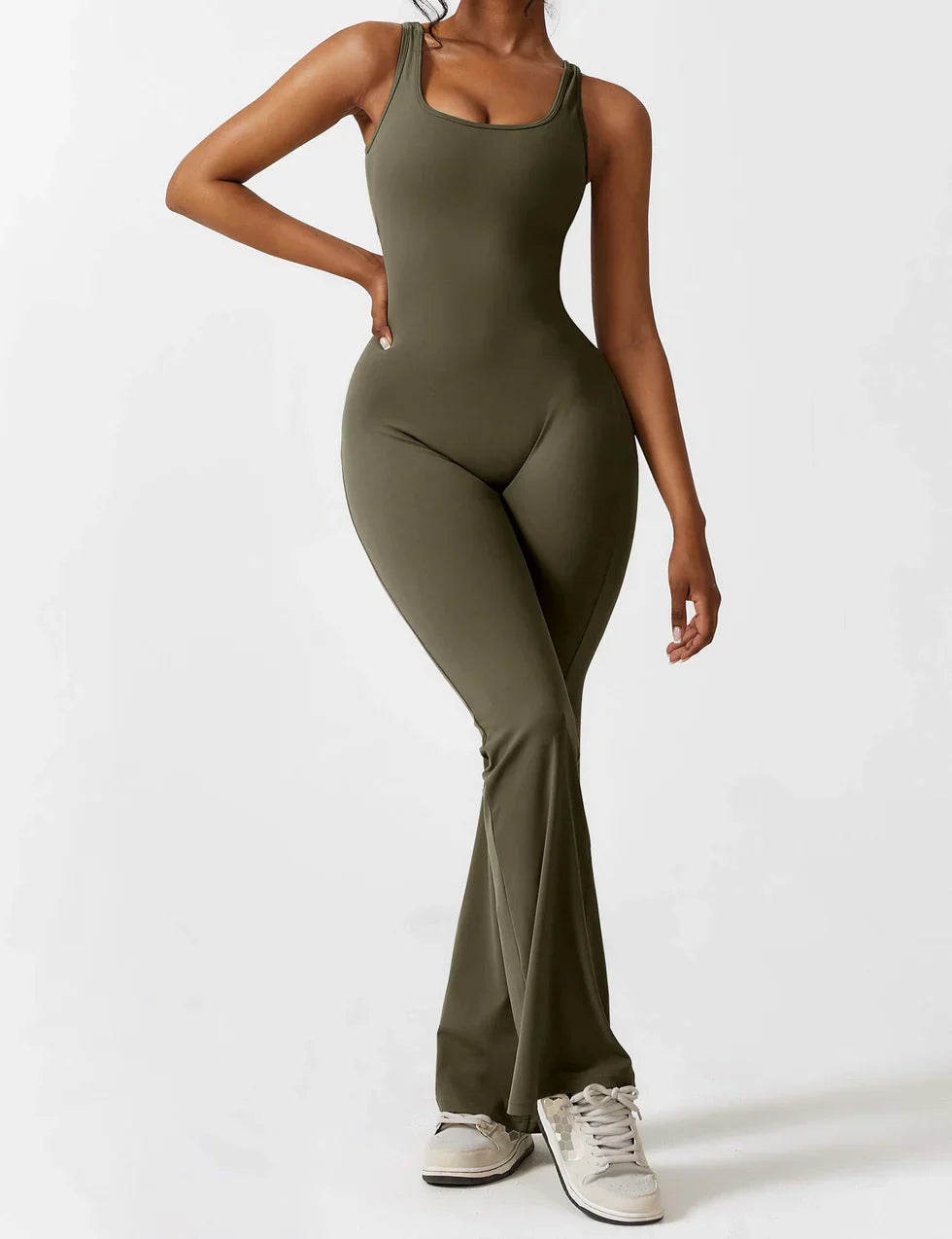 Jumpsuit with Flared Legs and Open Back for Women