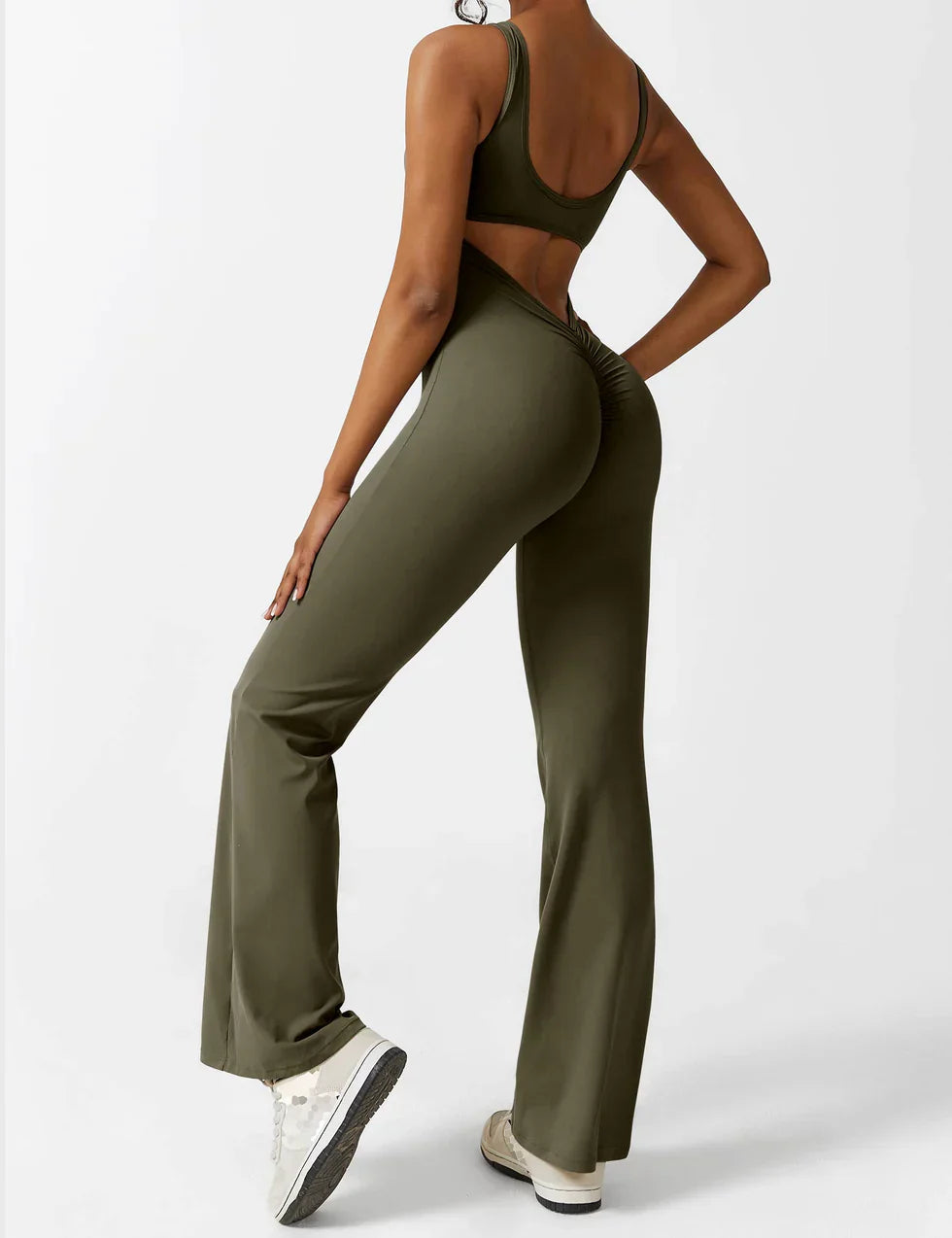 Jumpsuit with Flared Legs and Open Back for Women