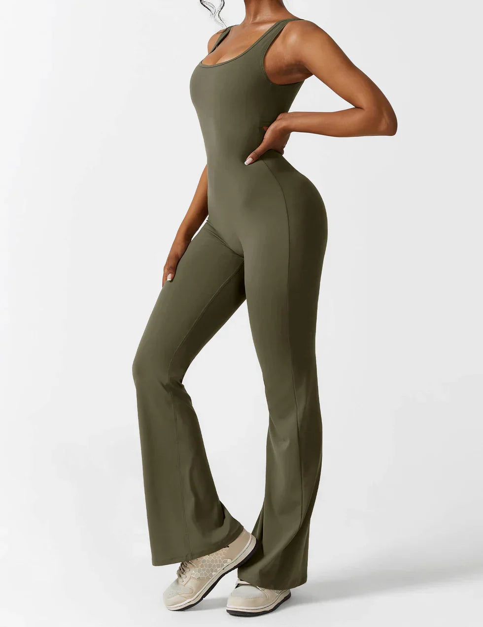 Jumpsuit with Flared Legs and Open Back for Women