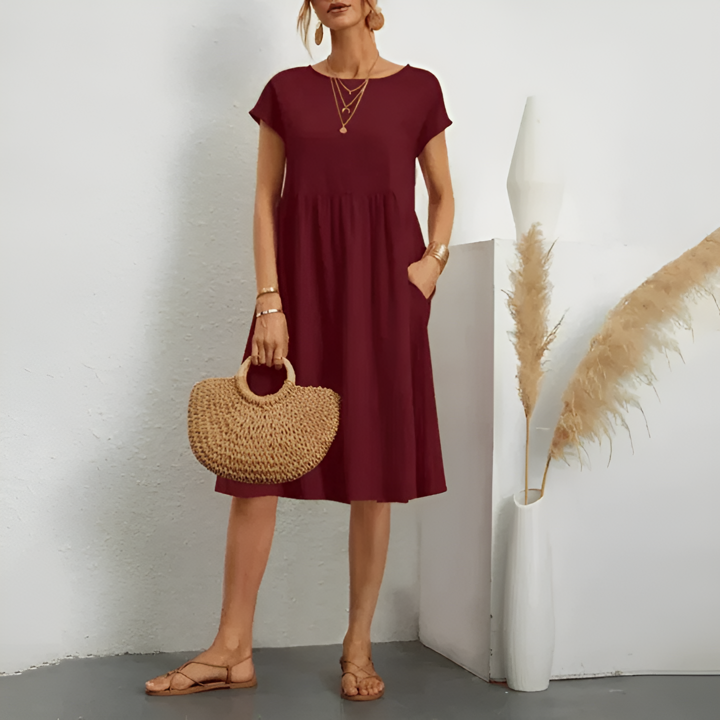 Midi Spring Dress with Feminine Look for women