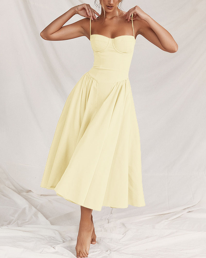 Stylish Midi Dress with Tubecolor and Straps