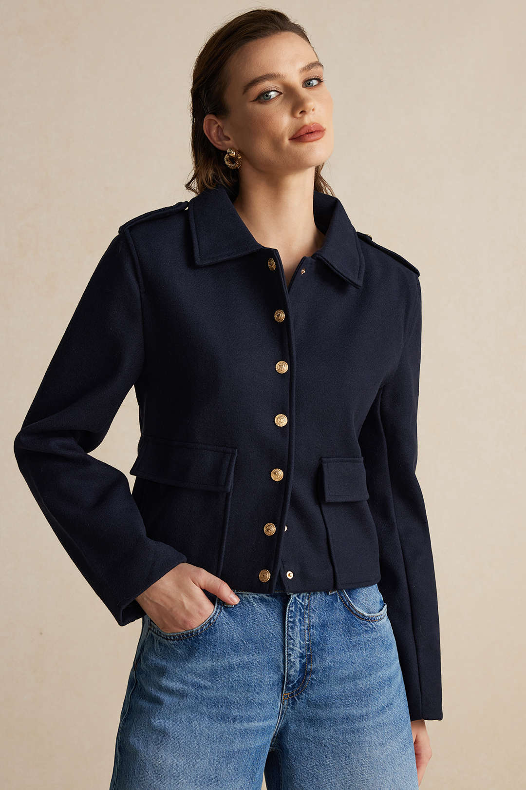 Georgia Tailored Officer Coat | Coat With Buttons