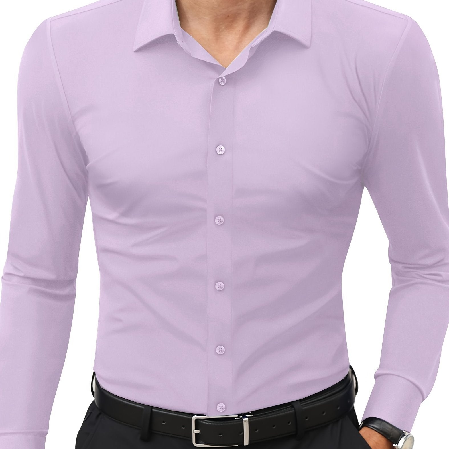 Slim-Fit Stretch Overhemd met Knoopsluiting voor Heren