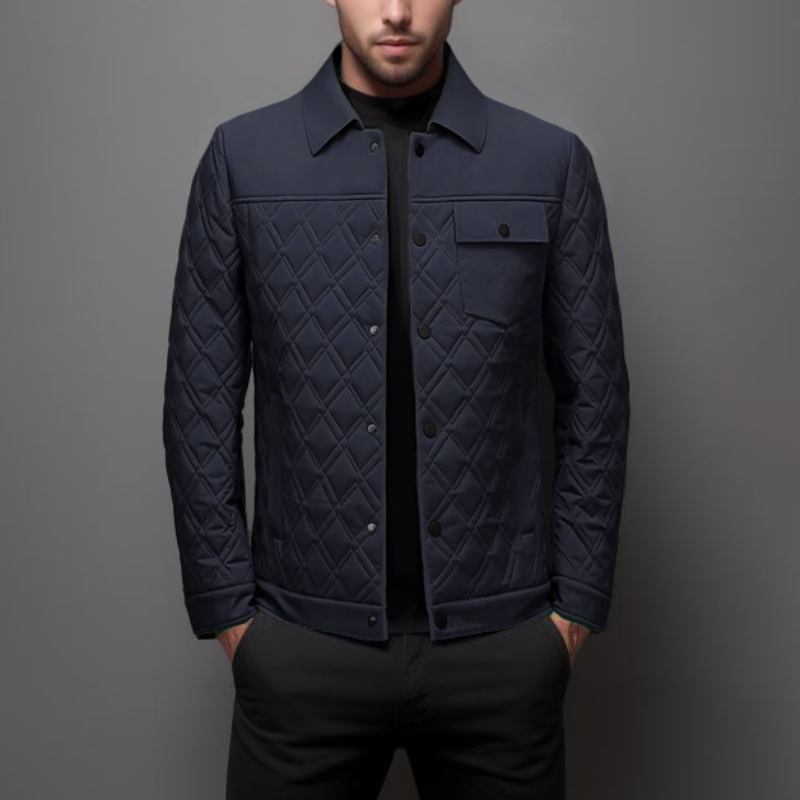 Men's Padded Jacket – Diamond Stitching – Regular Fit– Button Closure – Chest Pocket