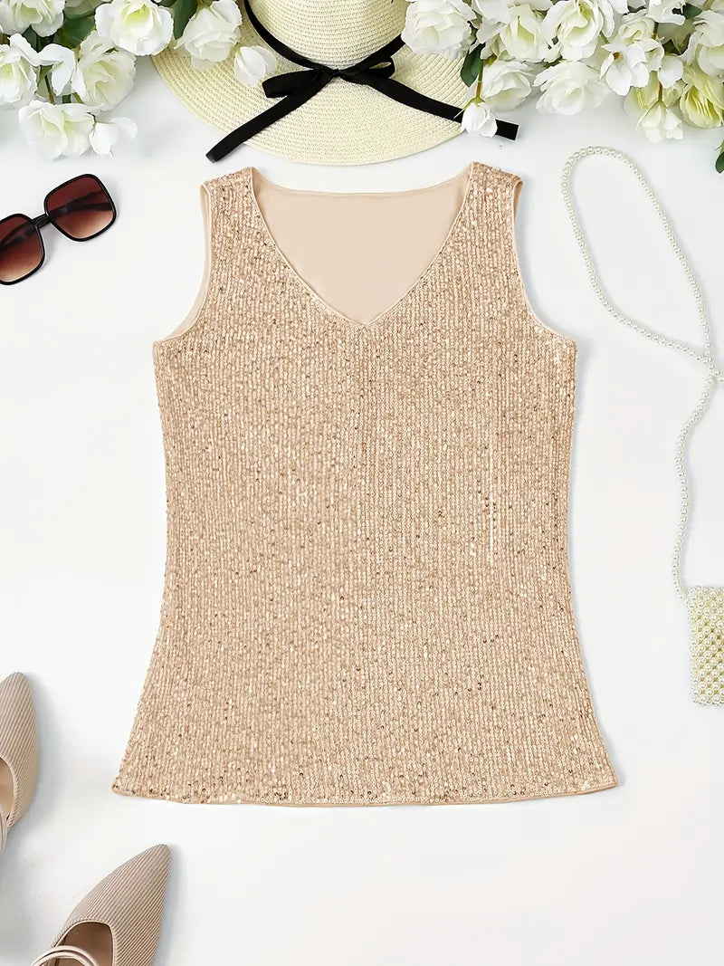Sleeveless Top with Sequins for Women