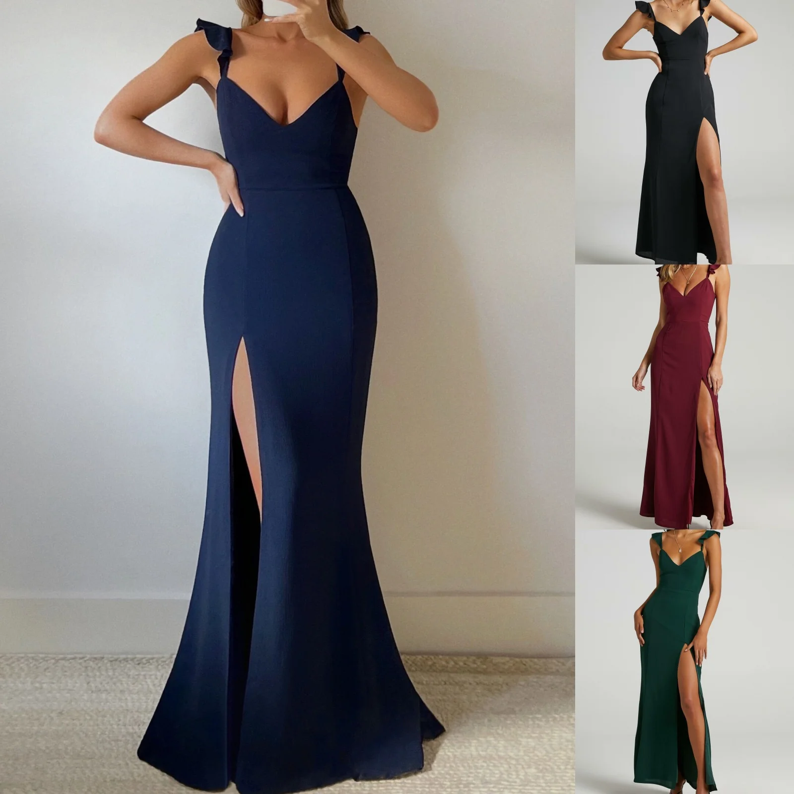 Maxi Dress with Spaghetti straps and Leg split