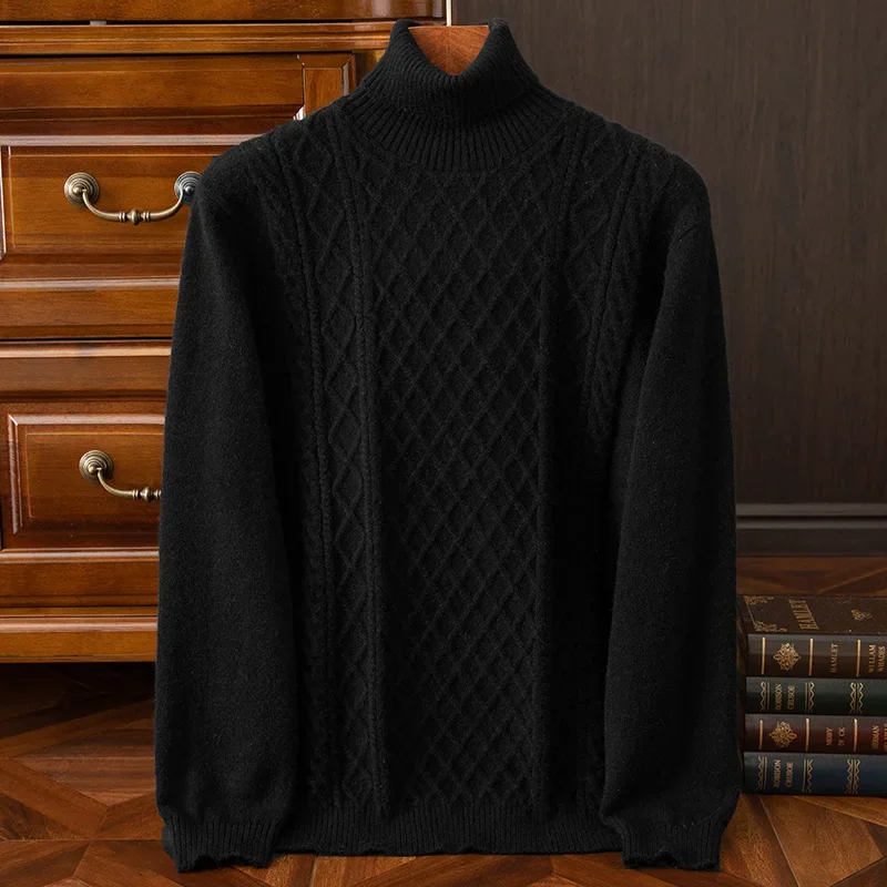 Men's Sweater – Regular Fit – Cable Knit – Ribbed Turtleneck