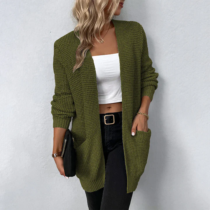 Women's Cardigan – Chunky Knit Fabric – Relaxed Fit – Long Sleeves