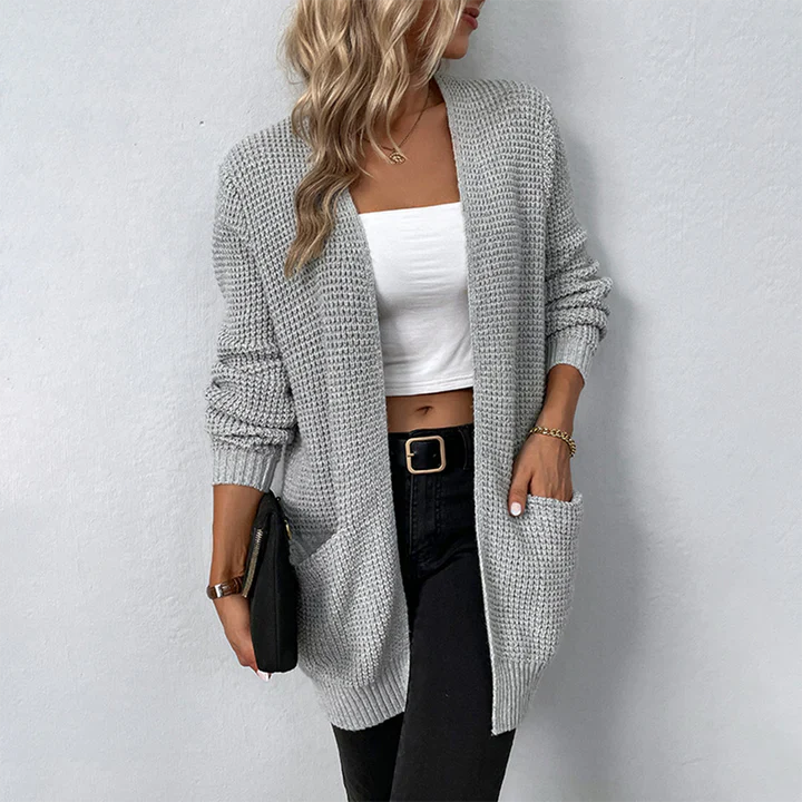 Women's Cardigan – Chunky Knit Fabric – Relaxed Fit – Long Sleeves