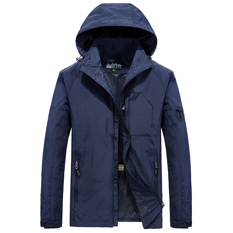 Men's Windbreaker - Quick drying lightweight - Loose fit - Hood - Multiple Pockets
