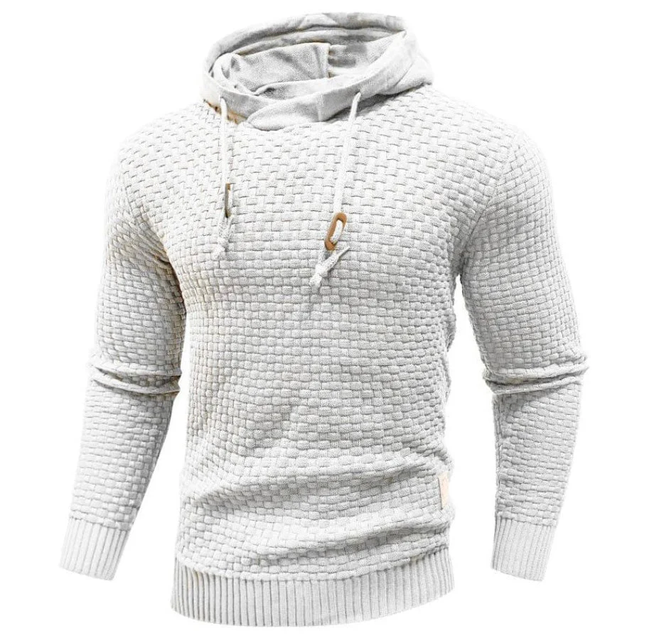 Men's Hoodie – Regular Fit – Knitted Texture – Hood with Drawstring – Ribbed Cuffs