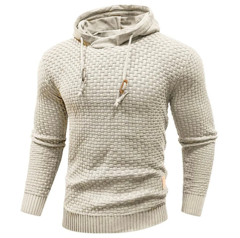 Men's Hoodie – Regular Fit – Knitted Texture – Hood with Drawstring – Ribbed Cuffs