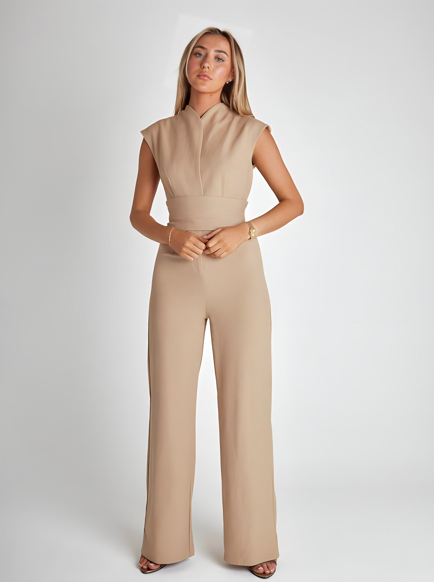 Women's Jumpsuit without Sleeves – With Beautiful Waist Accent
