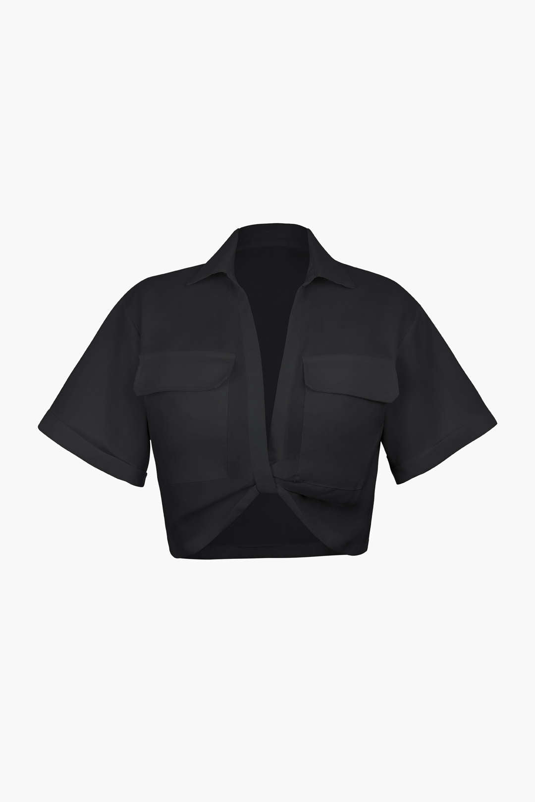 Basic Shirt With Flap Pocket And Turn-Up Hem