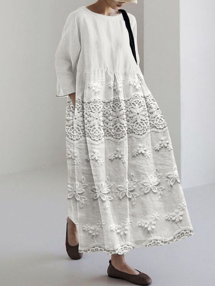 Midi Dress with Lace Print for Women