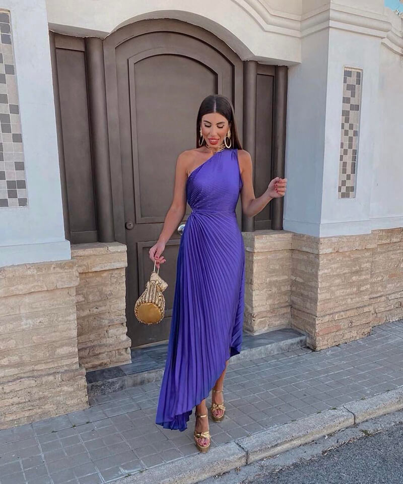 Stylish Ladies One Shoulder Midi Dress